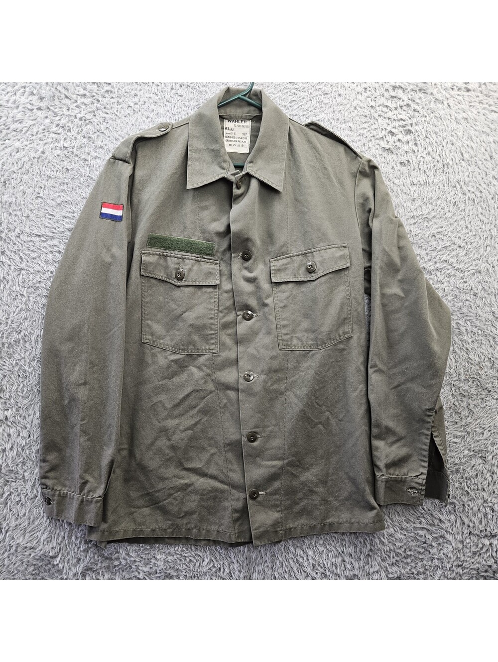 Dutch Army Shirt Field Jacket Shacket Vintage 1987 Wahler 51-53 (US XL)